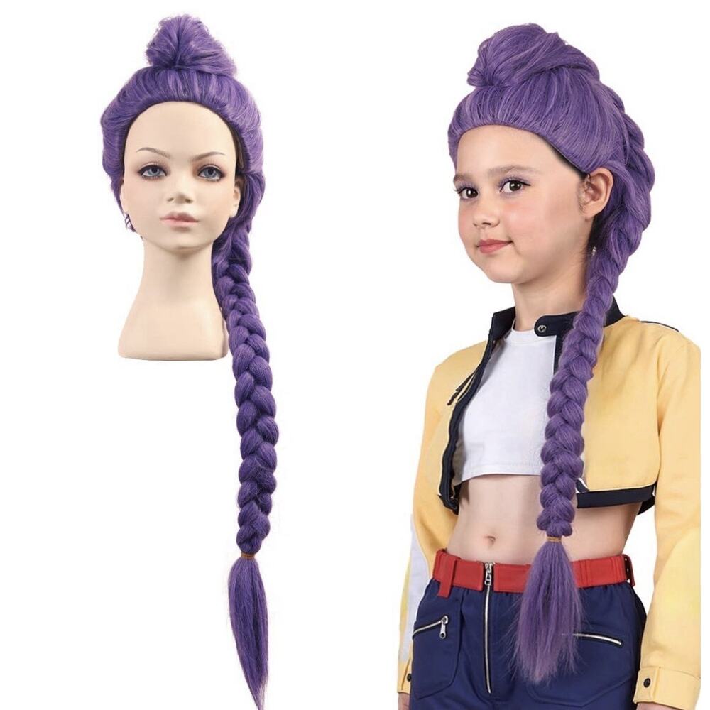 Long Purple Braid Cosplay Wig for Halloween Party Costume (Small Size)